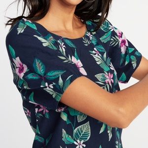 Old Navy Printed High-Neck Lantern-Sleeve Blouse